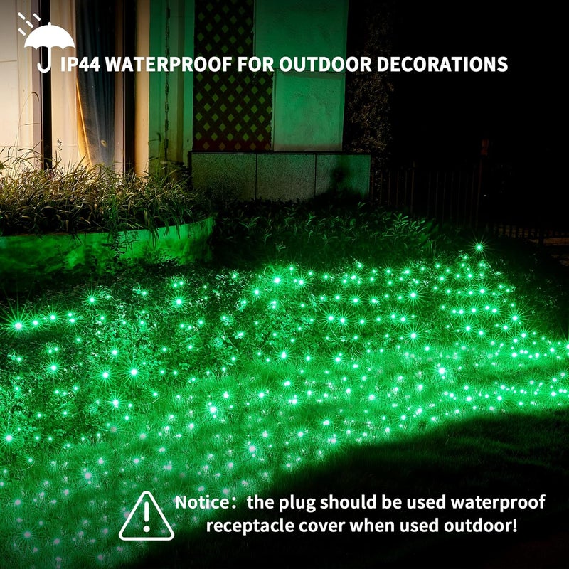 Dirnun Led Christmas Net Lights Green Outdoor Christmas Lights 160LED 5ftx7ft, Waterproof Outdoor Indoor Fairy Mesh Net Light for Xmas Party, Yard, Patio, Trees, Shrubs, Bushes Decorations - Image 3